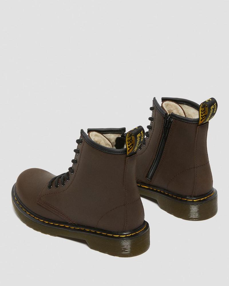 Dr Martens Junior 1460 Faux Fur Forede Snørestøvletter Barn Mørke Brune | Norge 148XYU